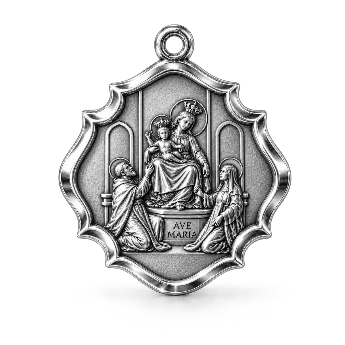Medaglia della Madonna di Pompei in argento 925.